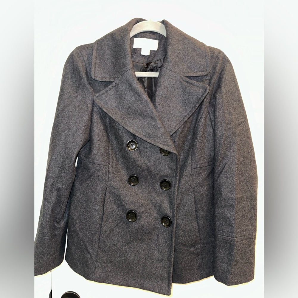 Michael Michael Kors Dark Gray Wool Blend Pea Coat Great Condition Size Small